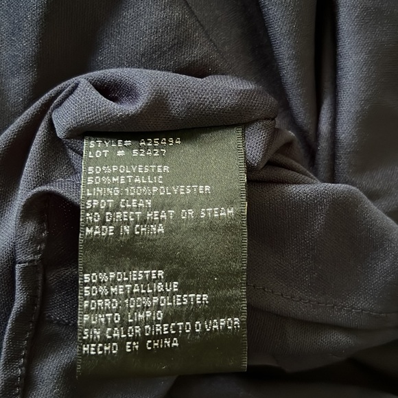 BETSY & ADAM Metallic-Threaded Front-Cutout Gown In Navy. - Picture 15 of 17